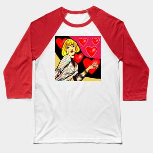 Blonde girl with bangs and hearts. Baseball T-Shirt